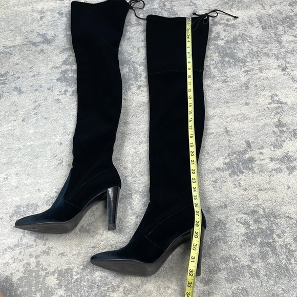 Rare Stuart Weitzman Alllegs OTK Thigh High Stretch Velvet Boots Heels Sz 8 - Picture 14 of 14